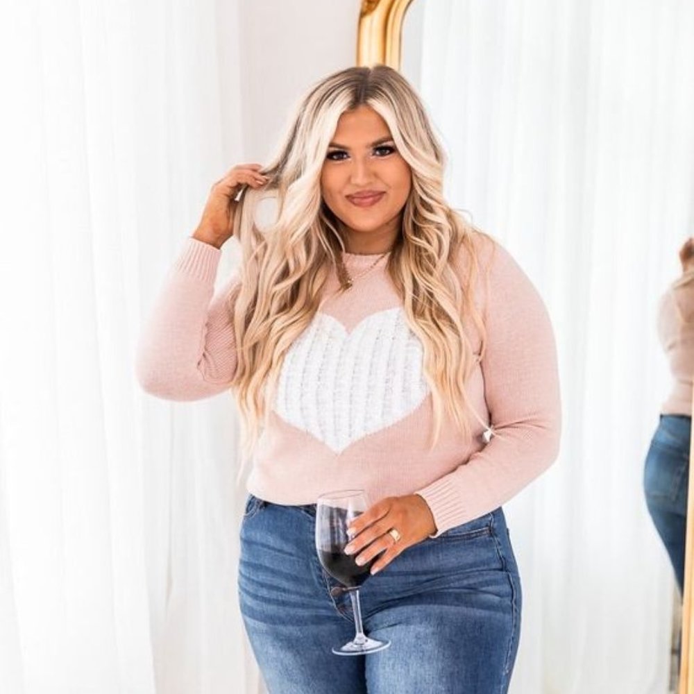 Pink Lily Dearest Hearts Pink Sweater